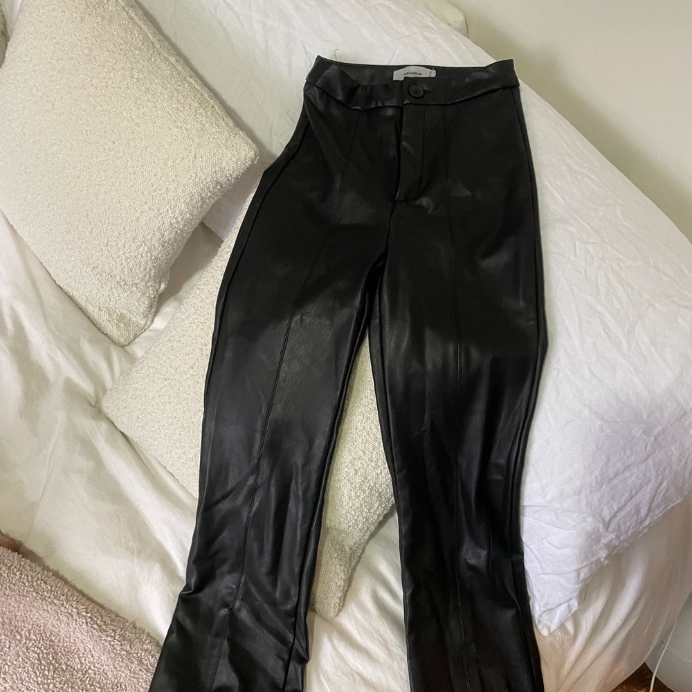 Pull and bear black faux leather pants